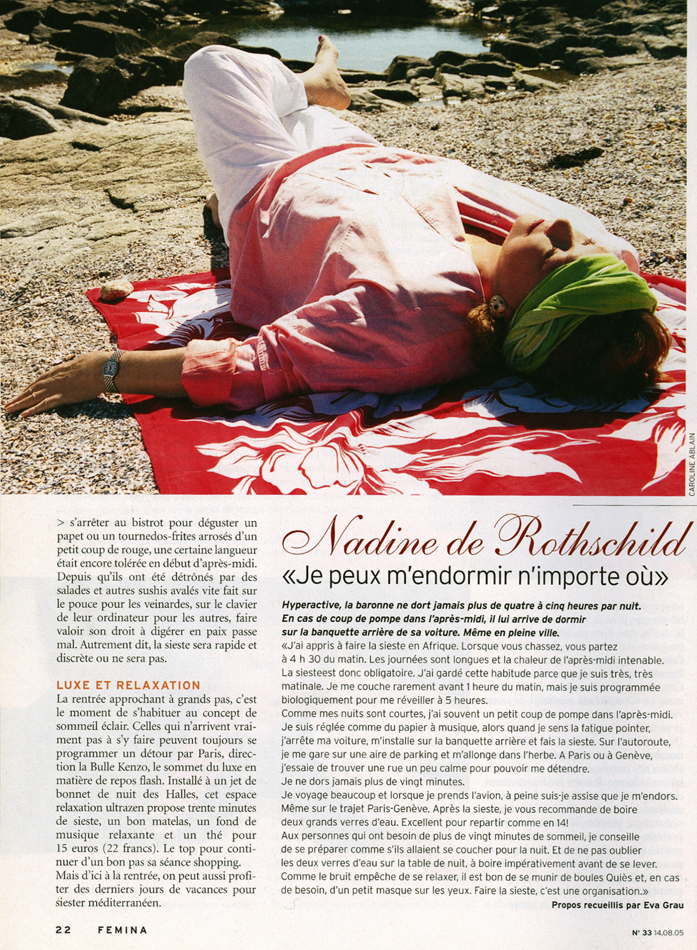 Nadine de Rothschild / Femina / août 2005